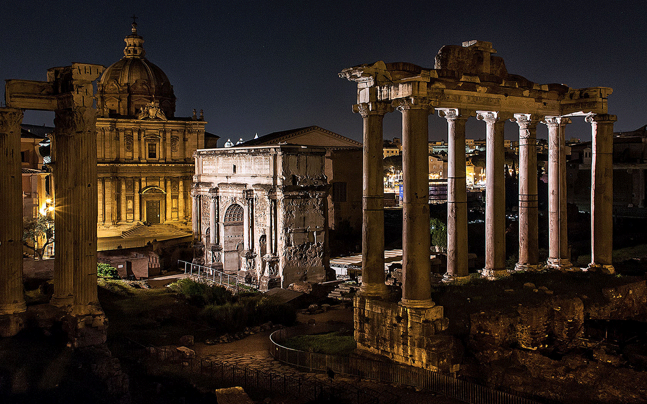 roman forum by night